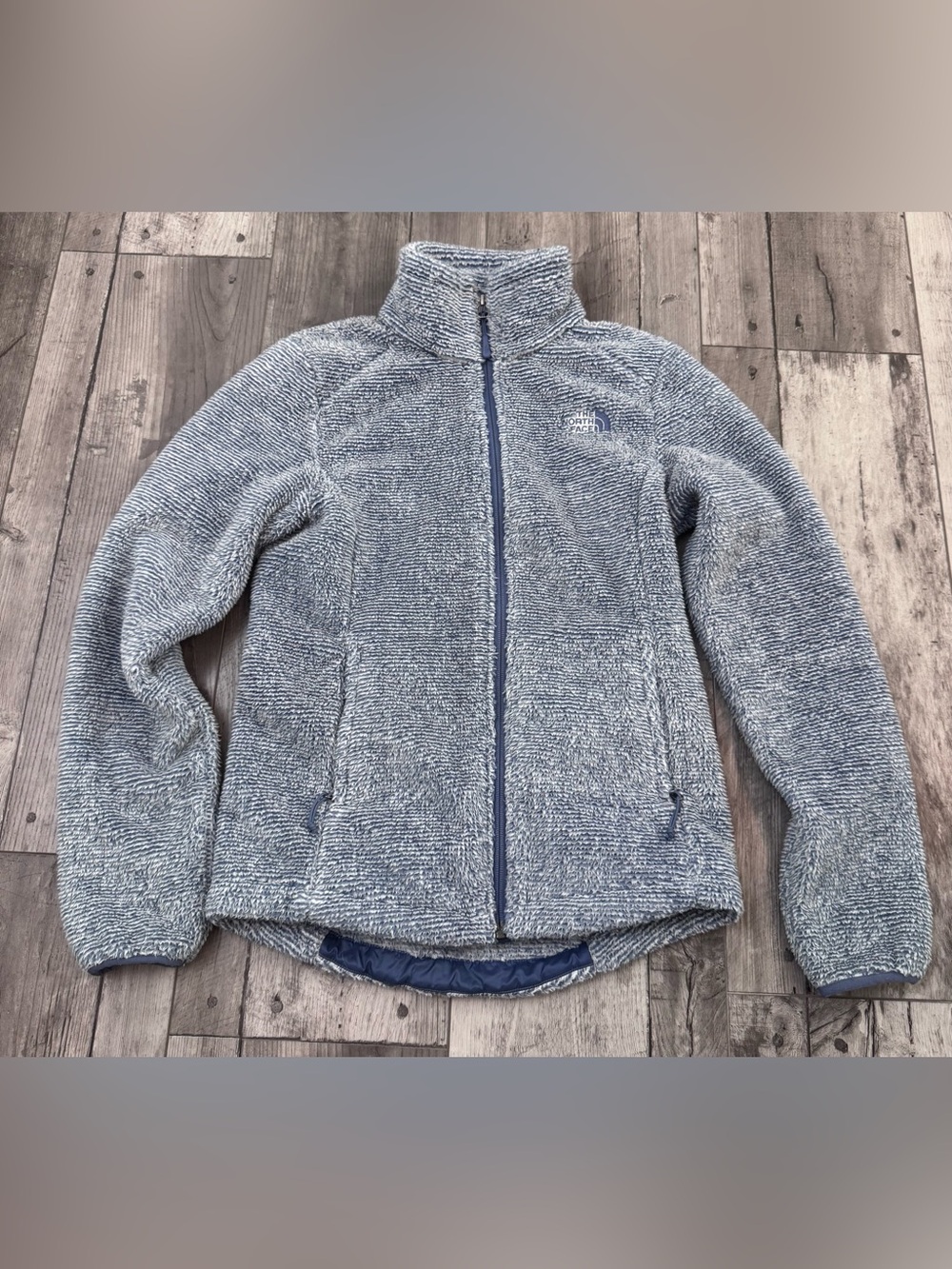 Womens The North Face Ladies Osito Fleece Coat Top Jacket Blue Gray XS